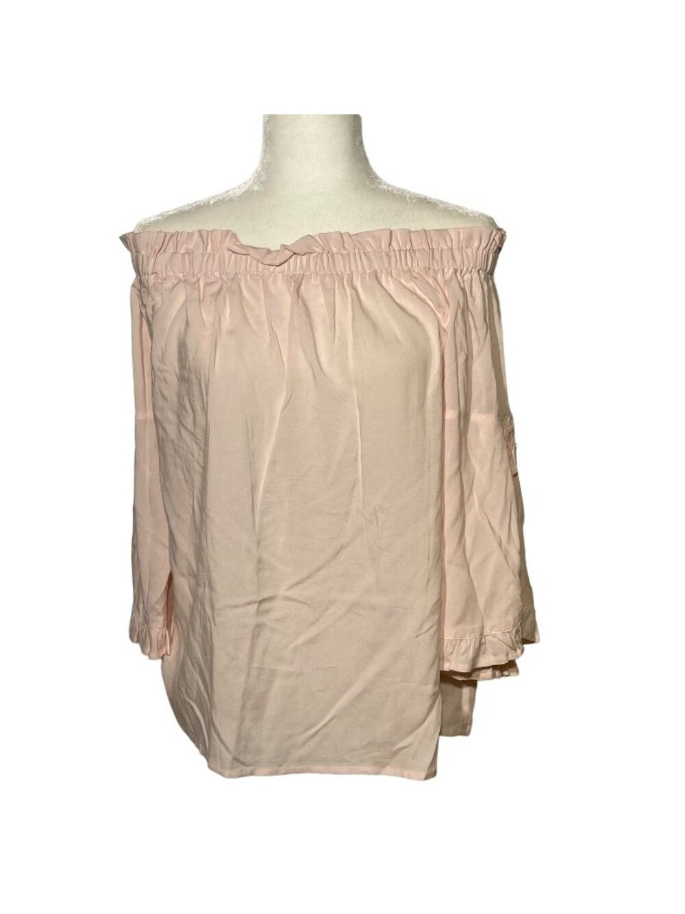 Charlie Paige Off The Shoulder Split Flare Sleeve Blouse Pink Sz MED